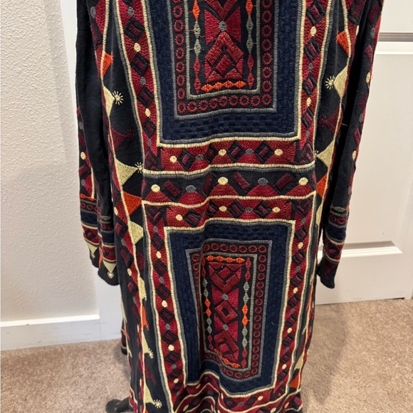 Biya Johnny Was Navy Multicolored Embroidered Duster. Size Small. - Picture 5 of 10